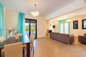 Villa, 4 Bedrooms | Living area | 32-inch plasma TV with satellite channels, TV, fireplace - Seven Springs Villas (Rhodes)