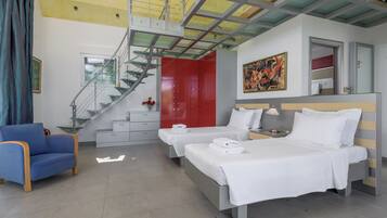 Grand villa, 5 slaapkamers, privézwembad, uitzicht op zee | Lakens van Egyptisch katoen, luxe beddengoed, pillowtop-bedden