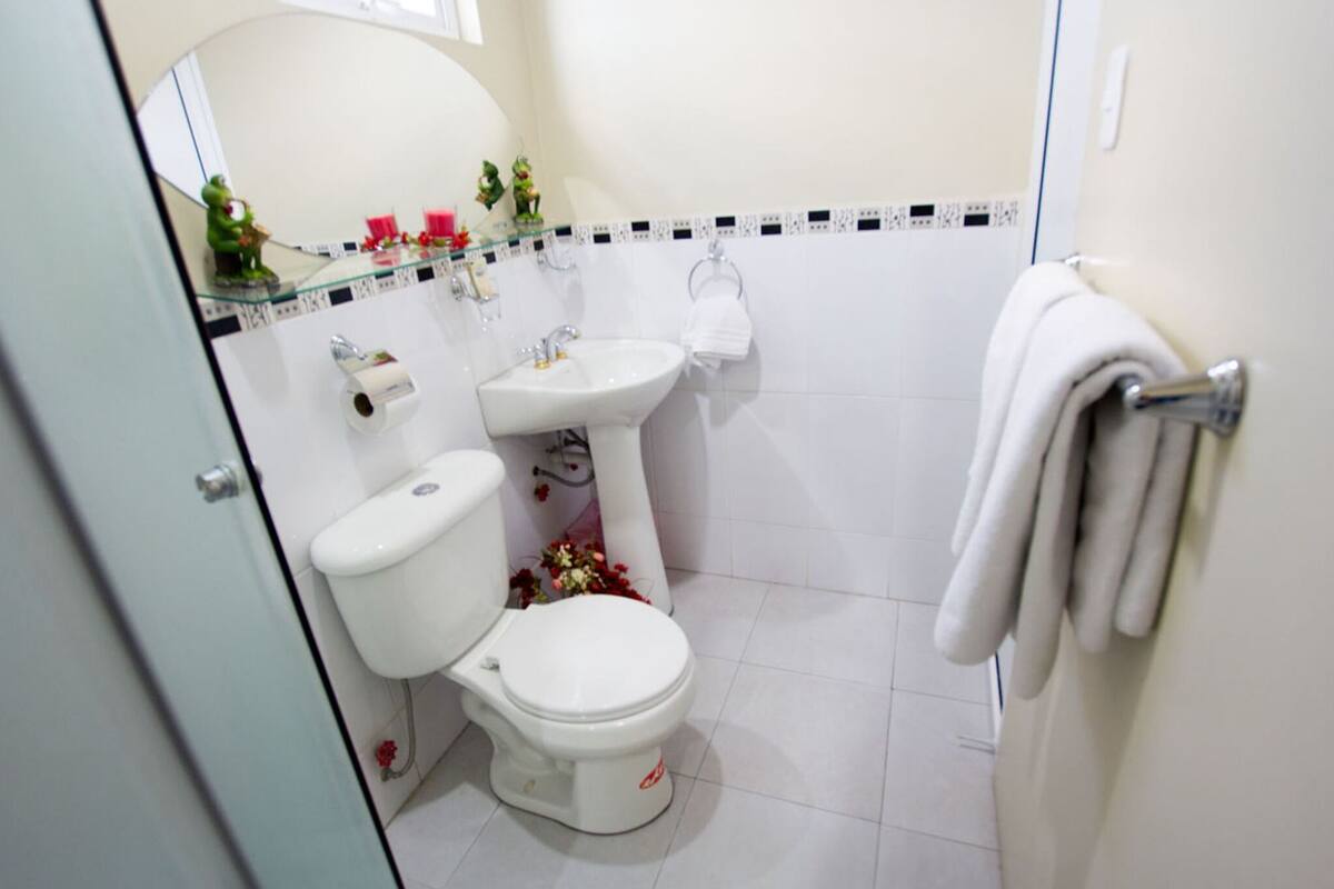 executive single room | bathroom | shower, rainfall showerhead, designer toiletries, towels