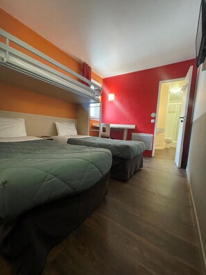 Desk, free WiFi, bed sheets