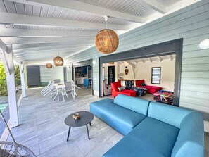 Deluxe Villa, 3 Bedrooms, Hot Tub, Pool View | Terrace/patio - Majesty Palm (Saint-François)