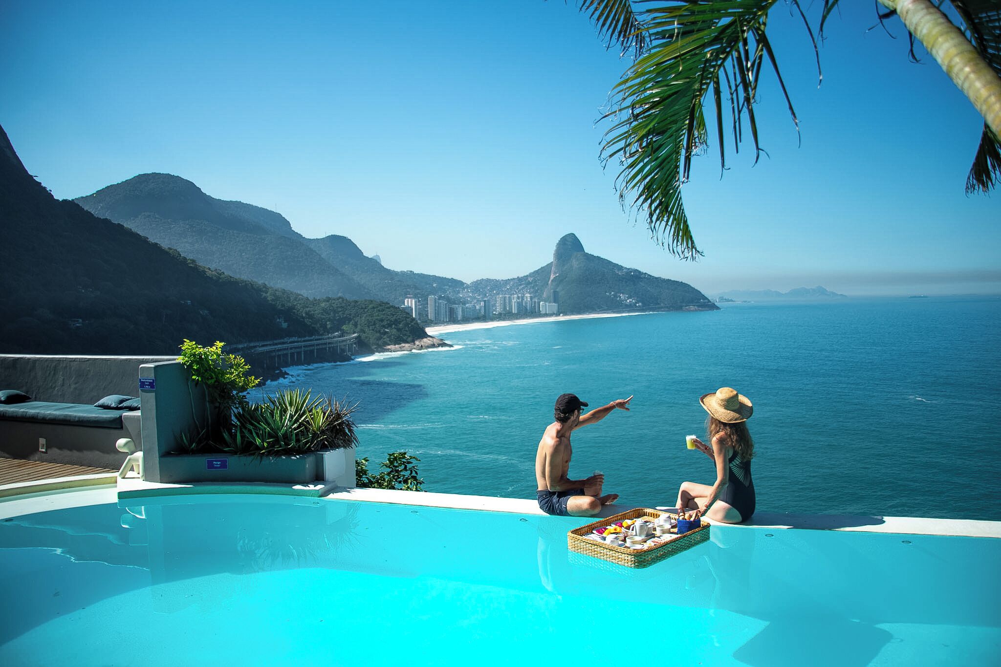 Outdoor pool, pool loungers