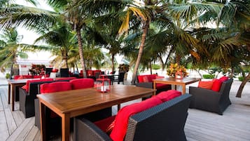Breakfast, lunch, dinner served; international cuisine, beach views