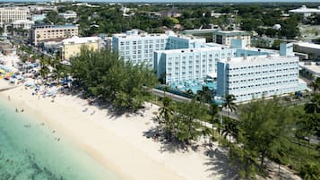 Beach nearby, white sand, beach cabanas, sun-loungers
