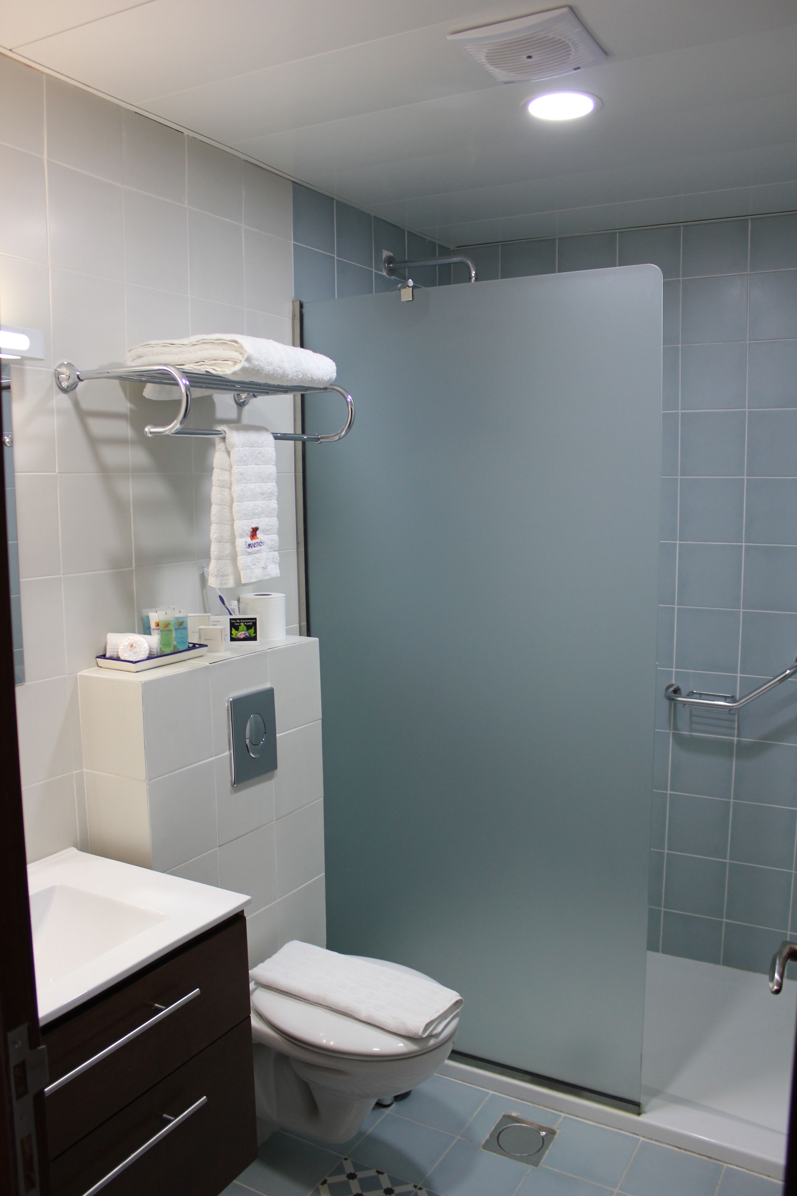 shower, free toiletries, hair dryer, bathrobes