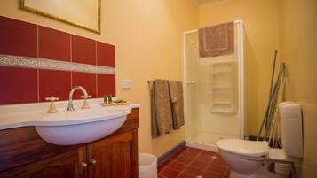 The Blue House at Mountainside Wines | Bathroom | Shower, rainfall showerhead, free toiletries, hair dryer