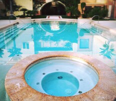 Outdoor pool, open 9:00 AM to 9 PM, sun loungers