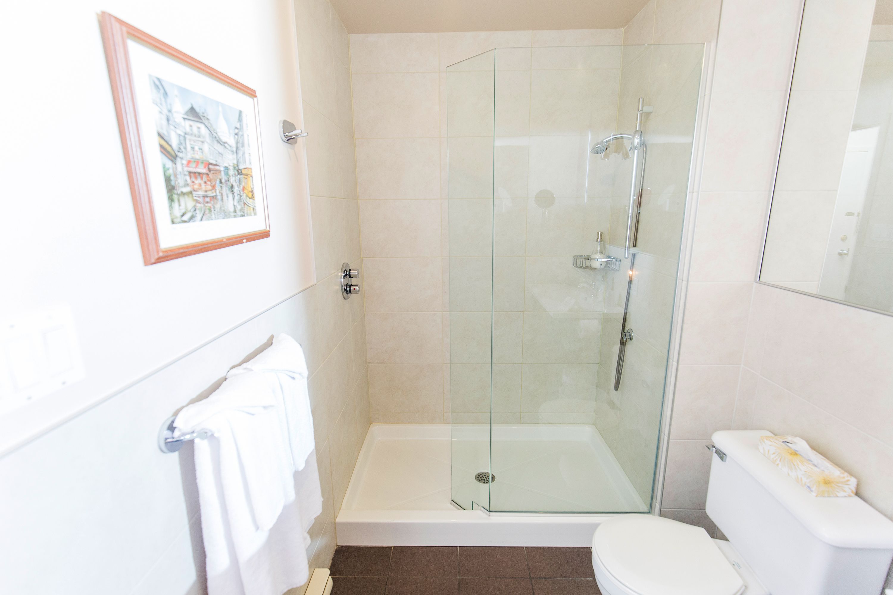 room, 2 queen beds (chambre 2) | bathroom | shower, free toiletries, hair dryer, bathrobes