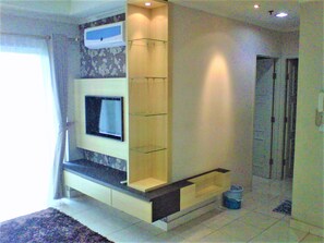 Desk, blackout drapes, rollaway beds, bed sheets