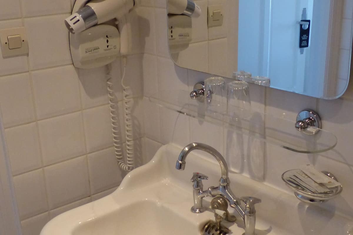 free toiletries, hair dryer, towels