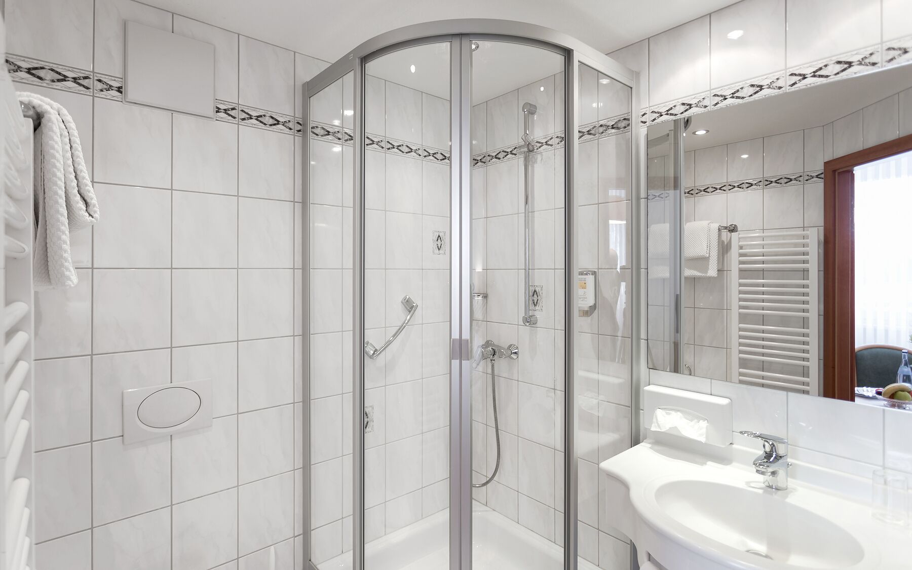 standard double room | bathroom | eco-friendly toiletries, hair dryer, towels, soap