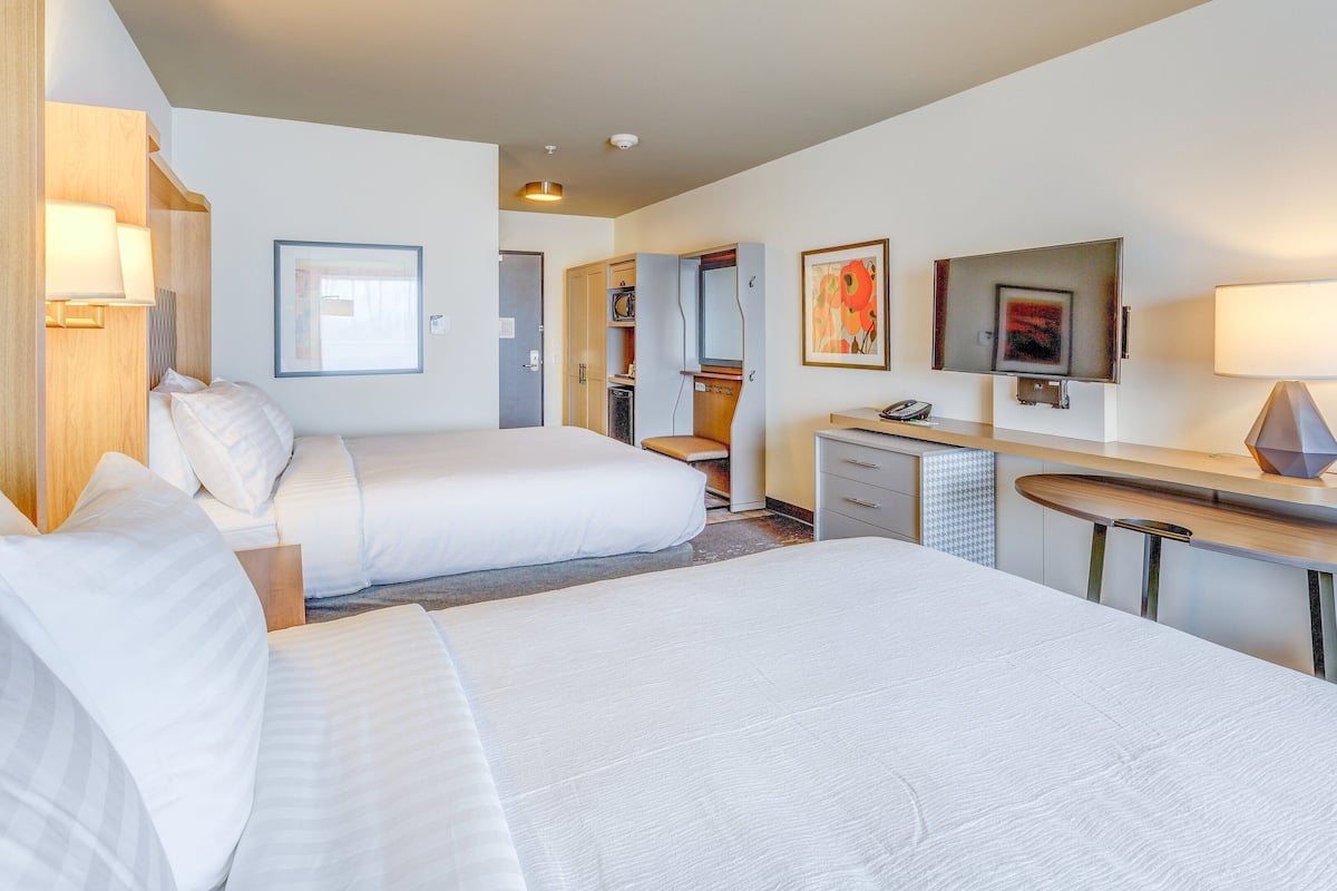 standard room, 2 queen beds | premium bedding, in-room safe, desk, laptop workspace