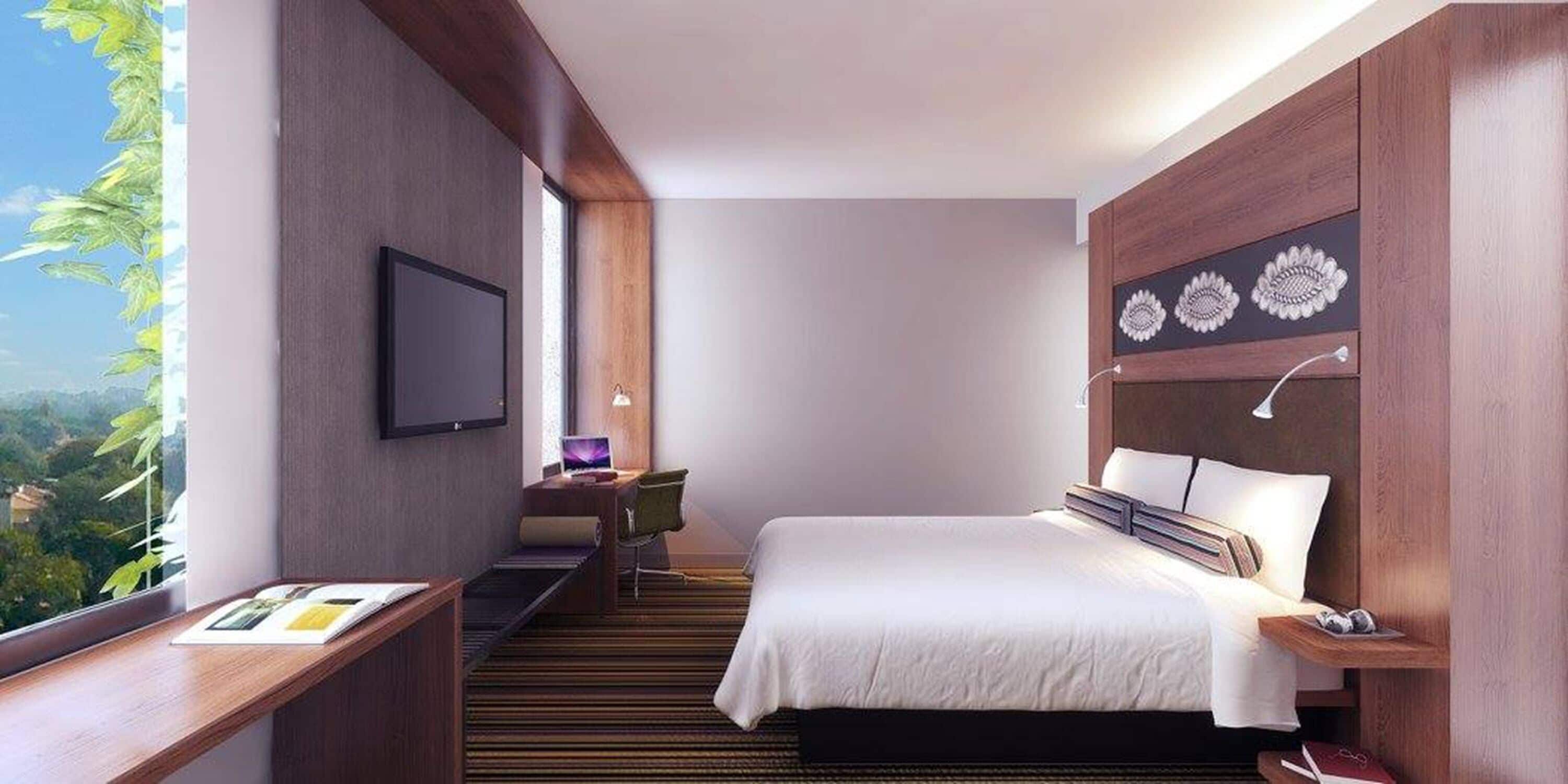 aloft, room, 1 king bed, city view | minibar, in-room safe, desk, blackout curtains