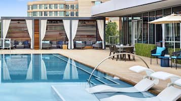 Outdoor pool, open 10:00 AM to 7:00 PM, sun loungers