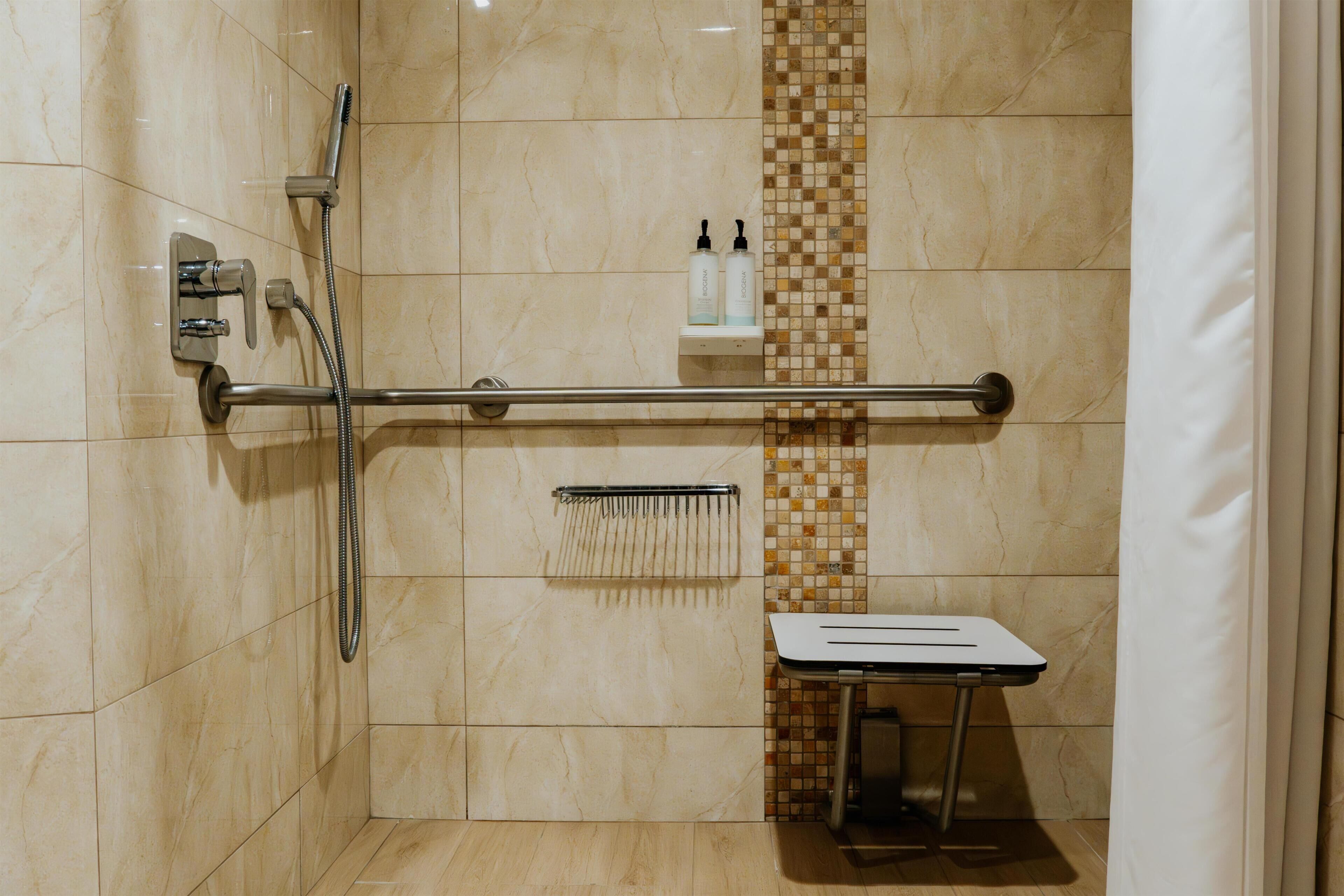 1 King Bed Accessible (Roll In Shower) | Bathroom shower