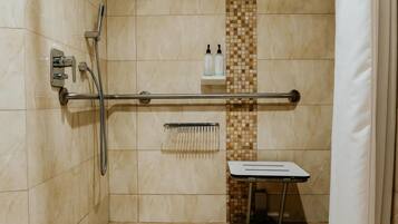 1 King Bed Accessible (Roll In Shower) | Bathroom shower