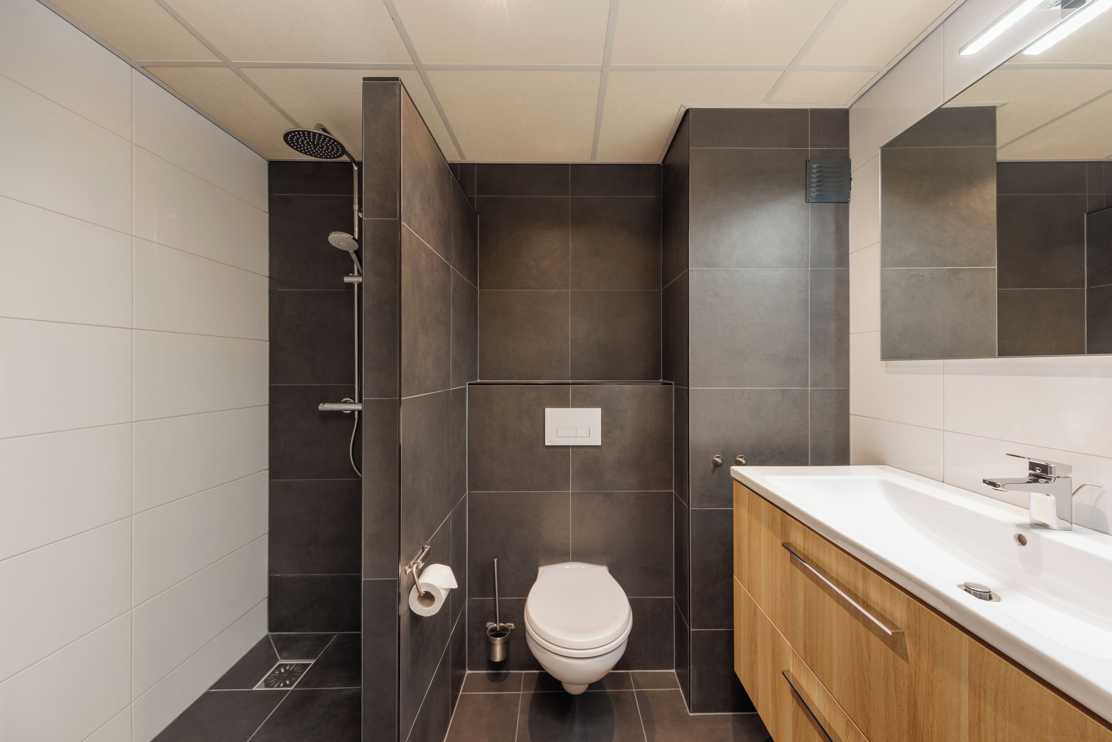 deluxe double room | bathroom | hair dryer, towels, toilet paper