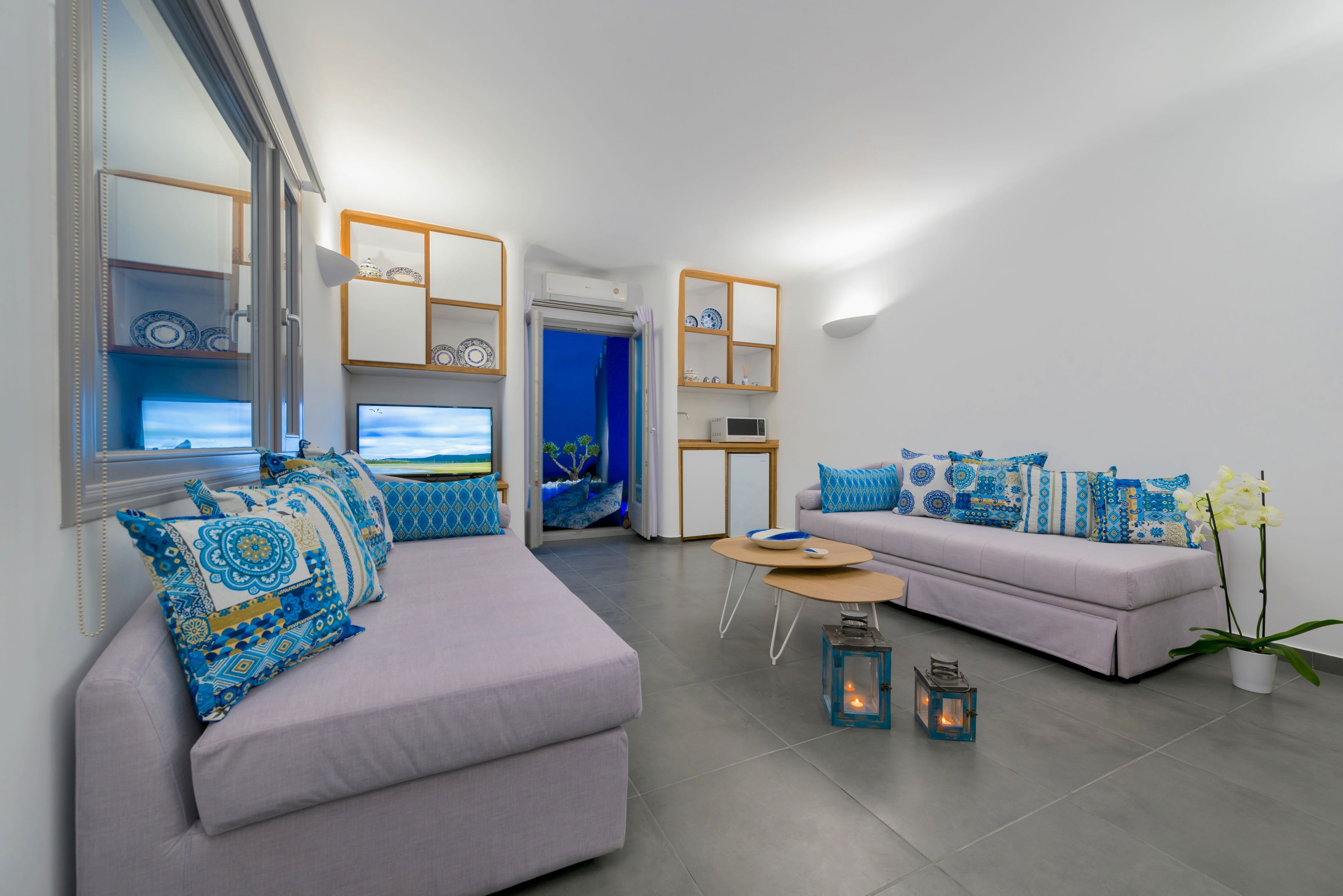 villa, 2 bedrooms, private pool (aqua marine) | living room | flat-screen tv