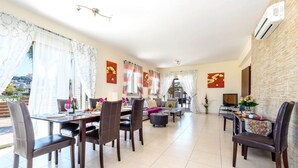 Bungalow, 3 Bedrooms, Private Pool | Living area | 40-inch LCD TV with satellite channels, TV, DVD player - Villa Marizan (Paralimni)