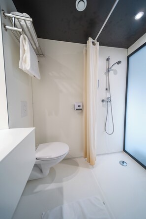 Regadera, amenidades de baño gratuitas, secadora de cabello, toallas 