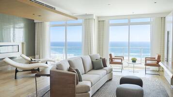 Penthouse (Ocean Front - With Balcony) | Living area | 48-inch TV with digital channels, iPod dock, pay films