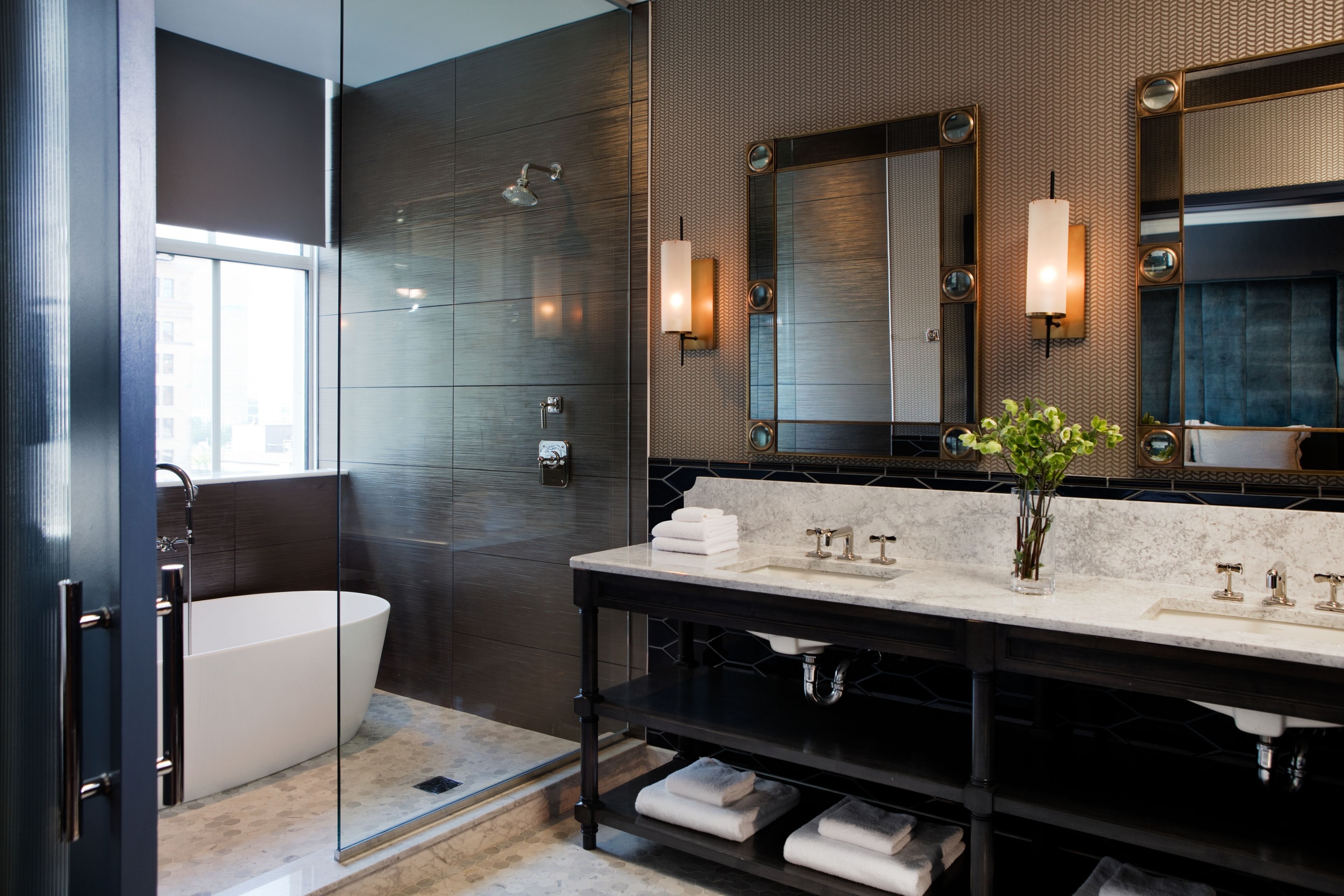 presidential suite | bathroom | designer toiletries, hair dryer, bathrobes, towels