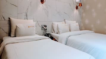 Desk, laptop workspace, blackout drapes, free WiFi