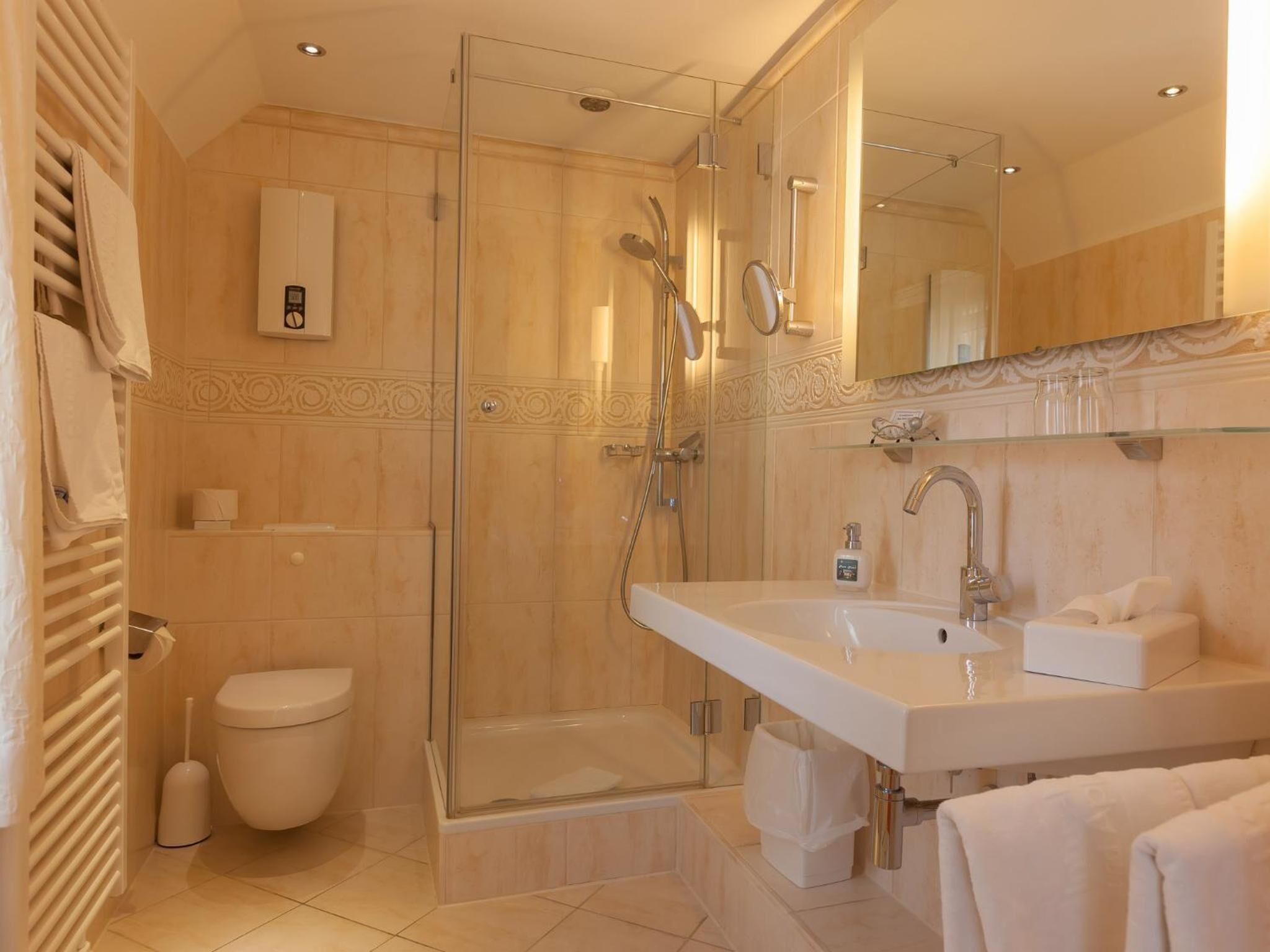 free toiletries, hair dryer, towels