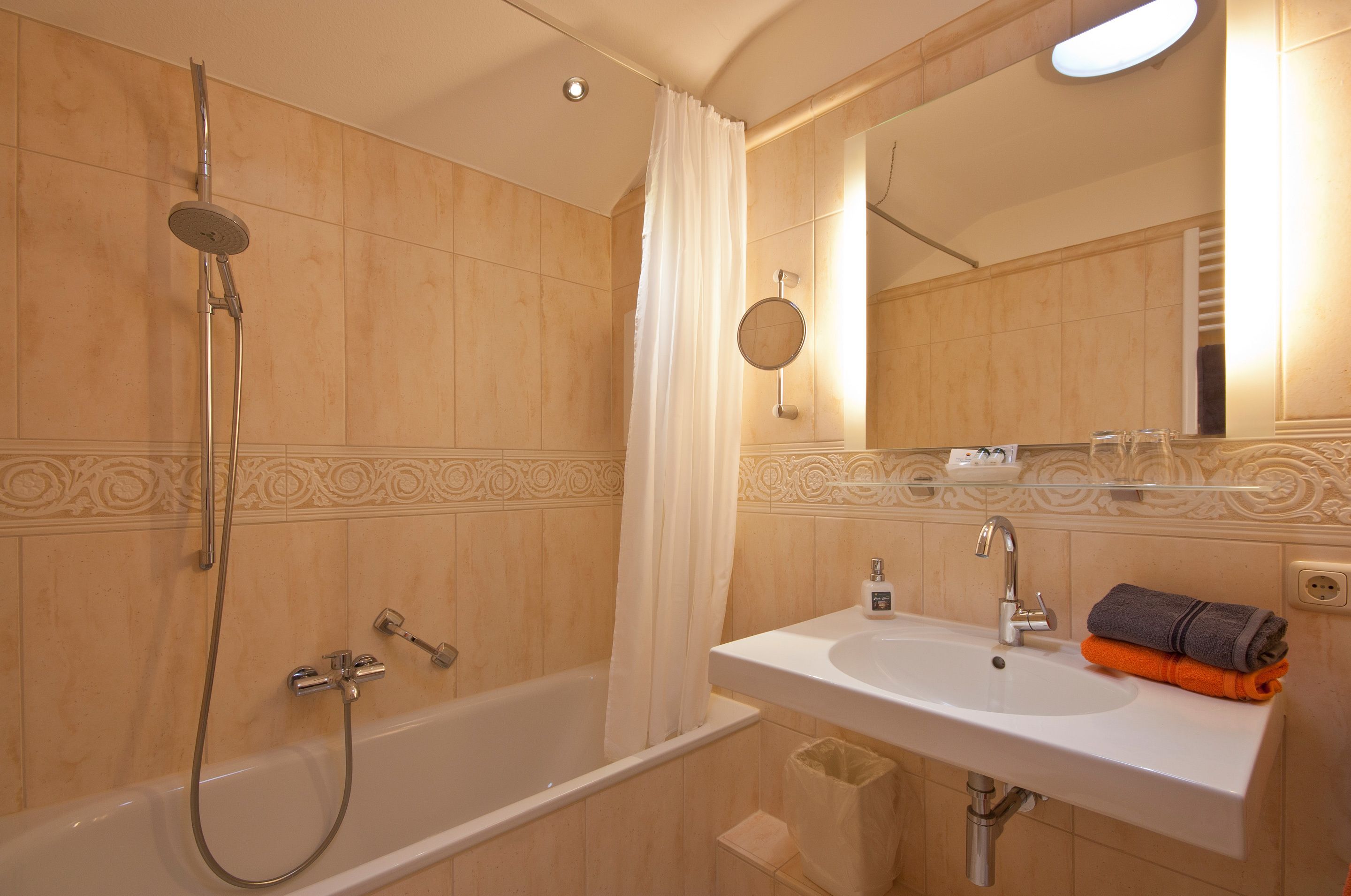 free toiletries, hair dryer, towels