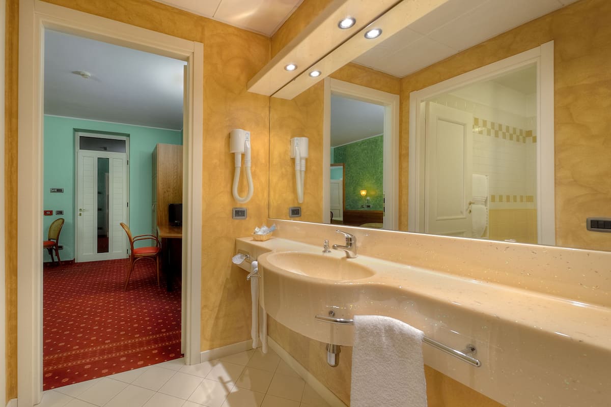 free toiletries, hair dryer, slippers, bidet