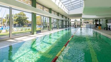 2 indoor pools, open 8:00 AM to 8:00 PM, pool loungers
