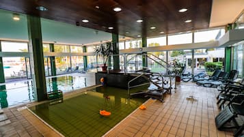2 indoor pools, open 8:00 AM to 8:00 PM, pool loungers
