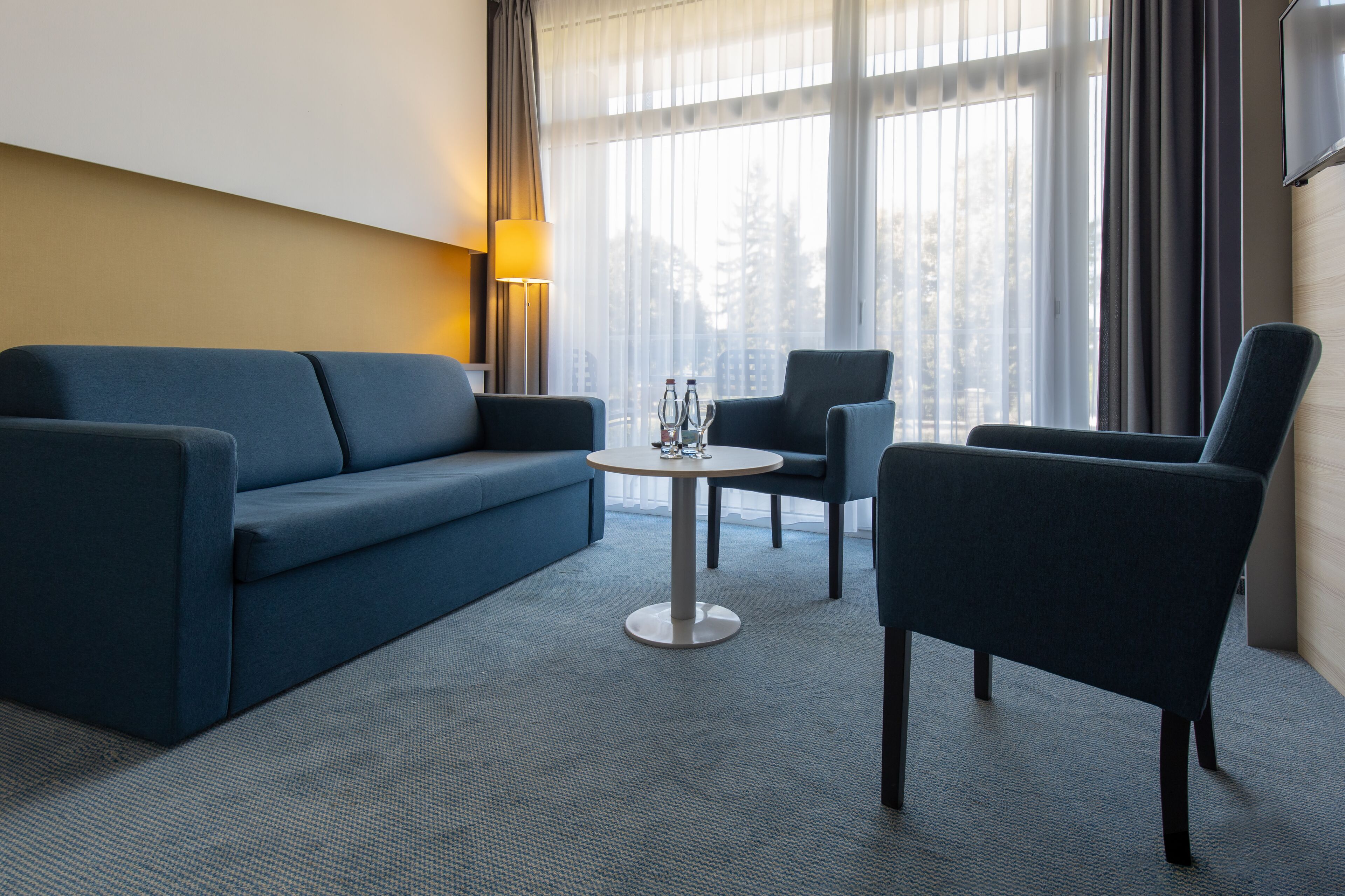 suite, 1 double bed with sofa bed | living room | flat-screen tv