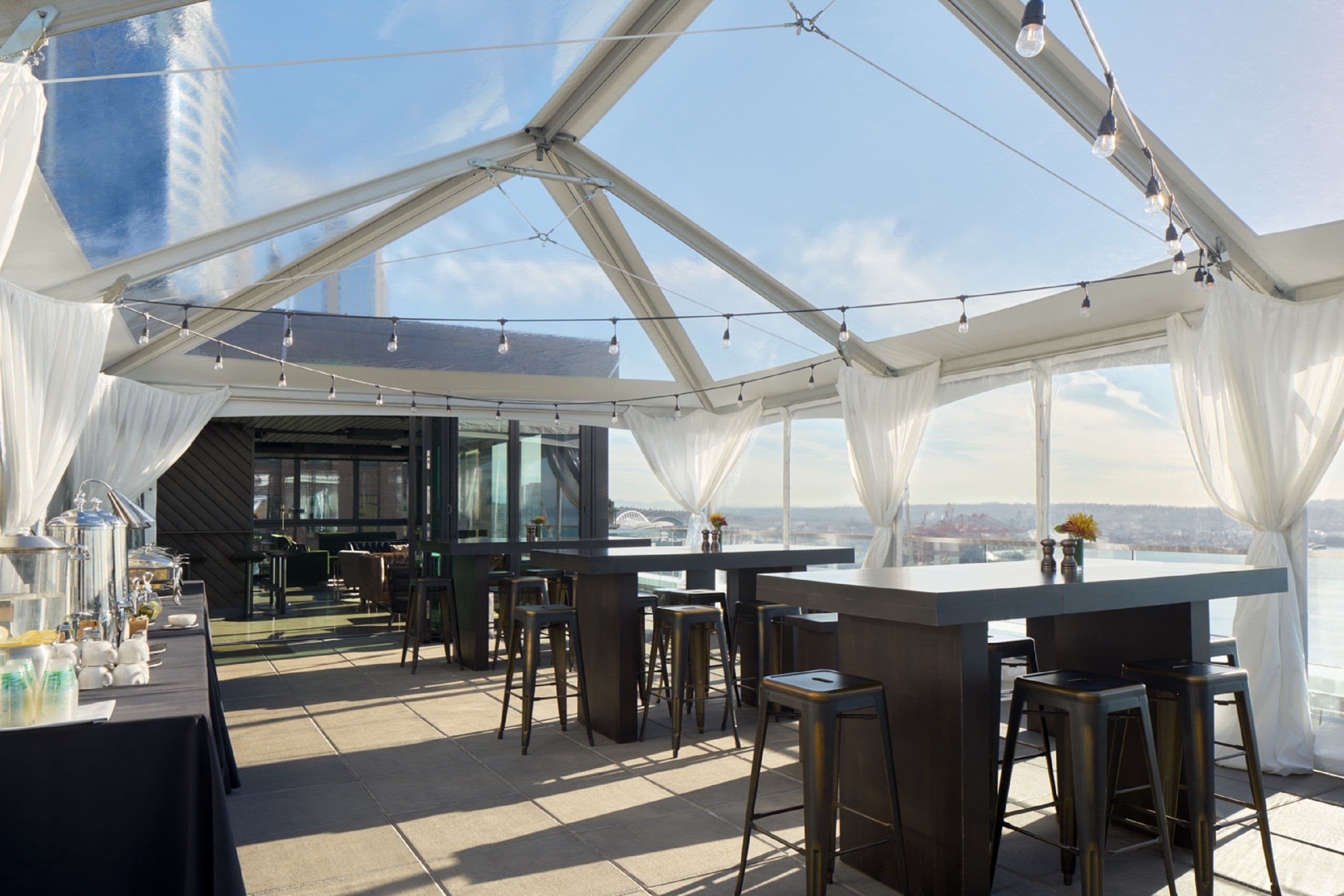 rooftop bar, ocean views, open daily