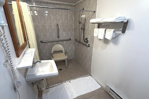 King Bed Accessible Non-Smoking | Bathroom | Free toiletries, hair dryer, towels - At 9 Motel Near Freehold I-195 (Howell)