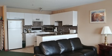 Fridge, microwave, coffee/tea maker