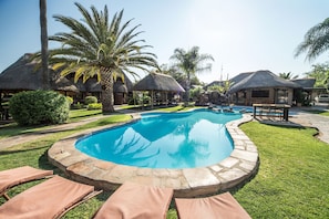 Outdoor pool, sun loungers