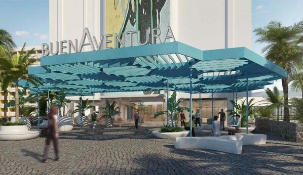 A hotel entrance with a large sign reading "BUENA VENTURA". - Abora Buenaventura by Lopesan Hotels (San Bartolomé de Tirajana)