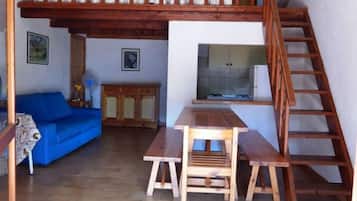 Departamento superior, 1 habitación | Área de sala de estar | Televisión