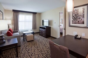 Suite, 1 Bedroom, Non Smoking | Desk, laptop workspace, blackout drapes, iron/ironing board