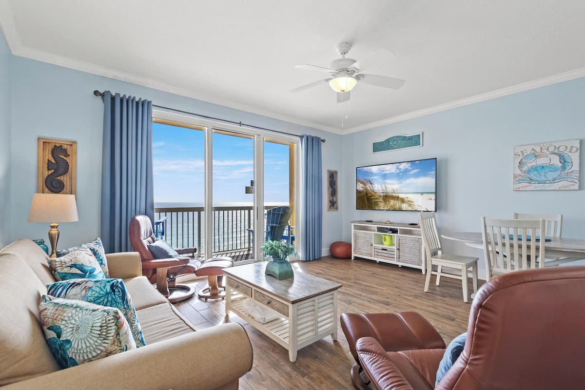 Condo, 1 Bedroom, Ocean View, Beachfront (1003W) | Living area | 55-inch flat-screen TV with cable channels, TV, Netflix
