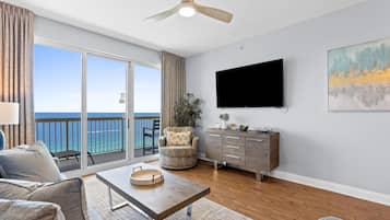 Condo, 3 Bedrooms, Beach View (2208W) | Living area | 55-inch flat-screen TV with cable channels, TV, Netflix
