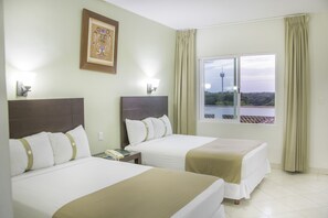 Deluxe Double Room, 2 Queen Beds, Garden View | Egyptian cotton sheets, premium bedding, down comforters - Hotel Casa Blanca (Chetumal)