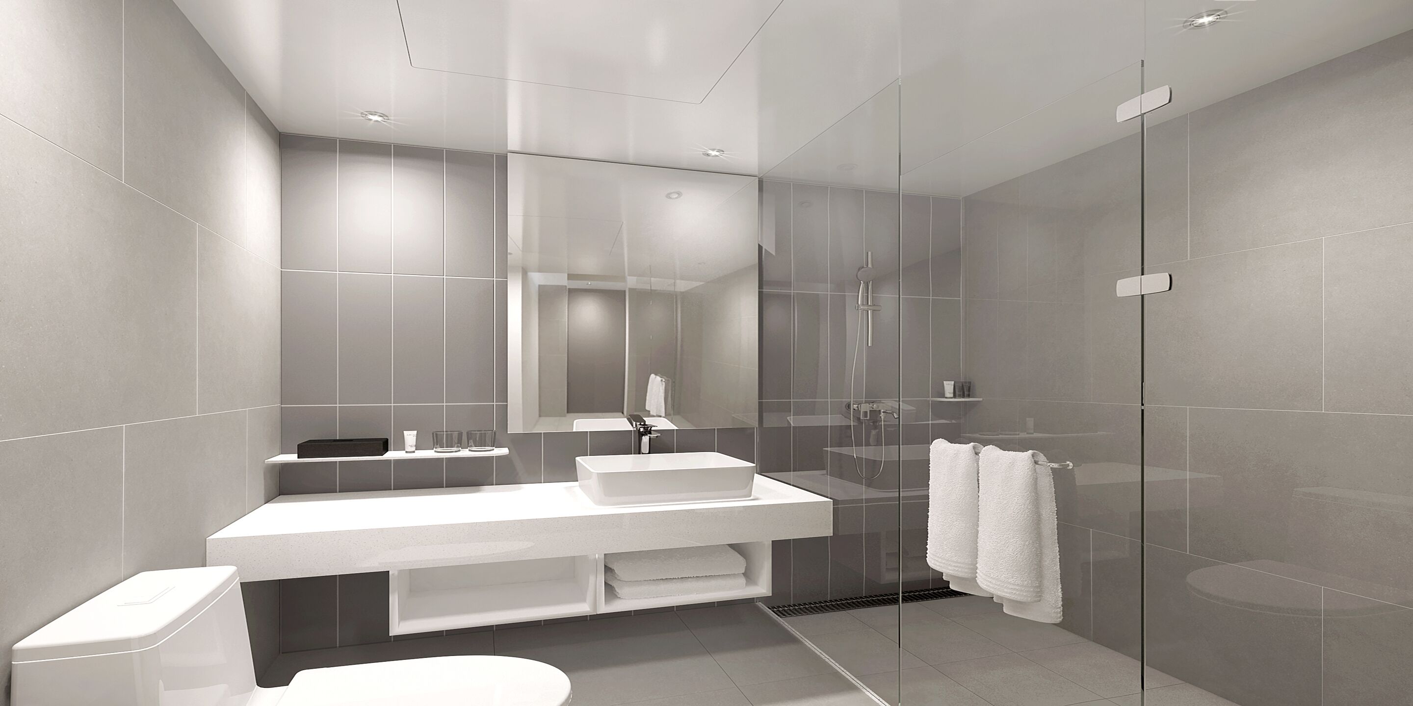 designer toiletries, hair dryer, bathrobes, slippers