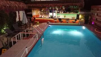 Outdoor pool, sun loungers
