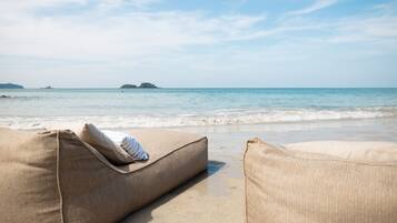 On the beach, scuba diving