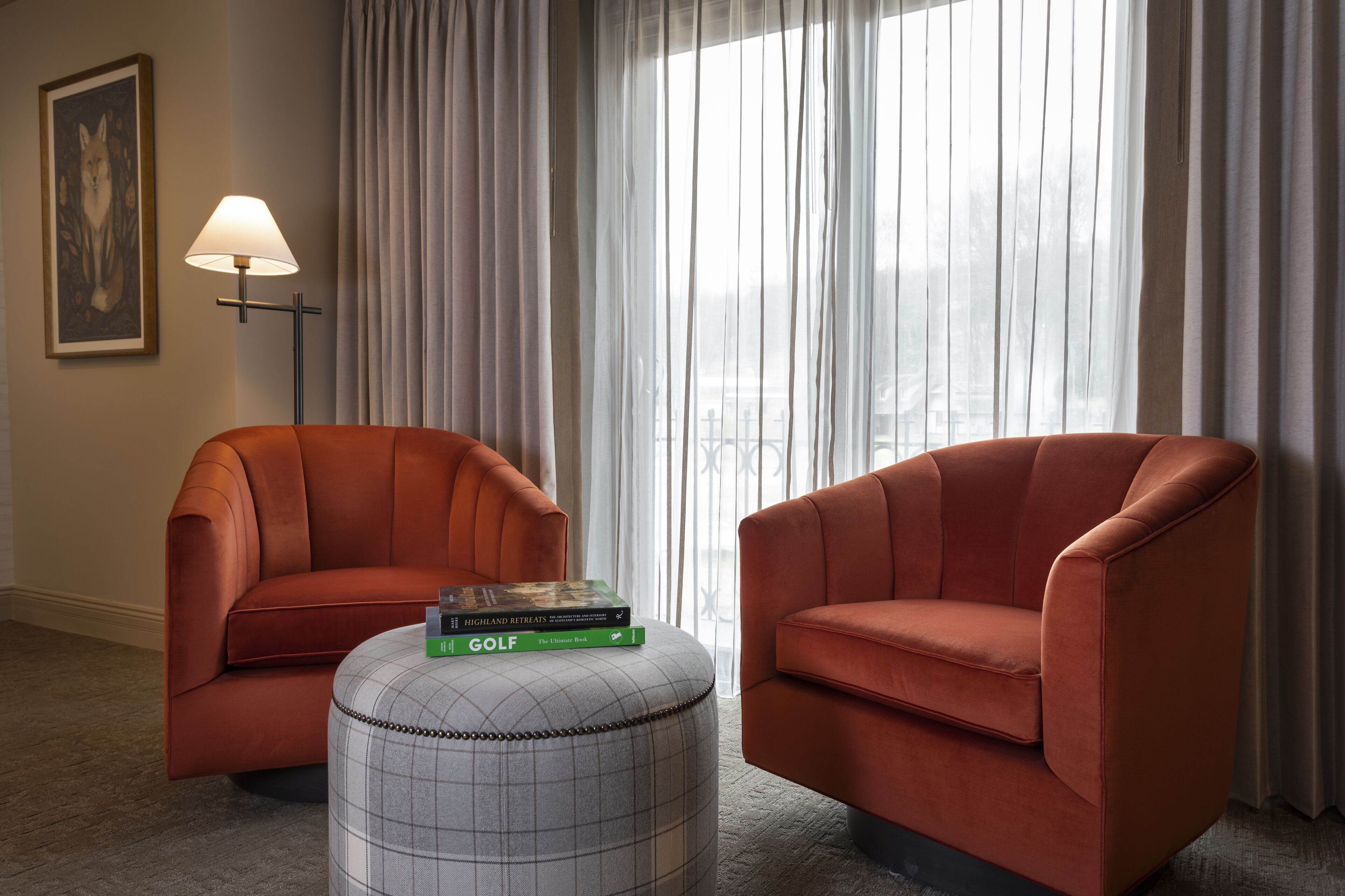 deluxe room, 2 queen beds (main lodge the hazel) | living area | tv