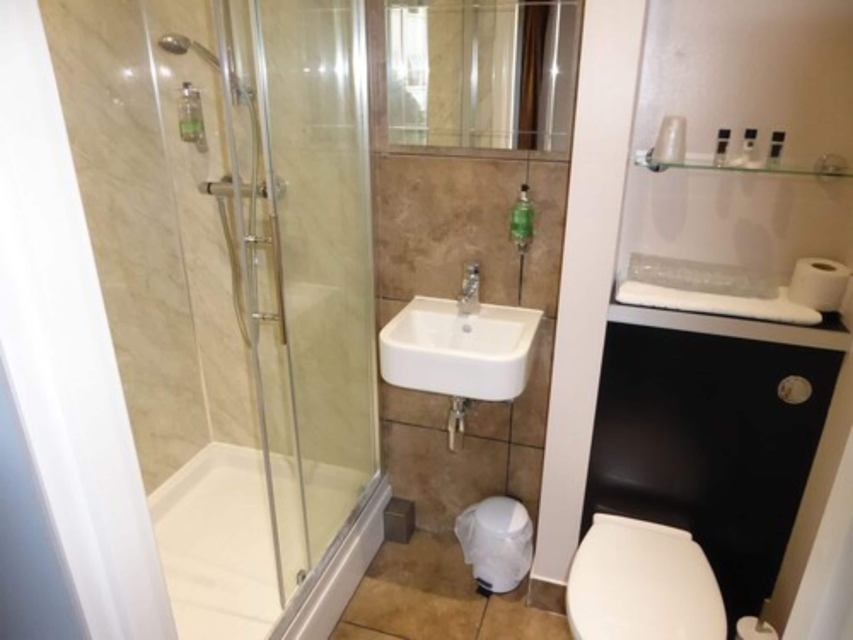 free toiletries, hair dryer, towels