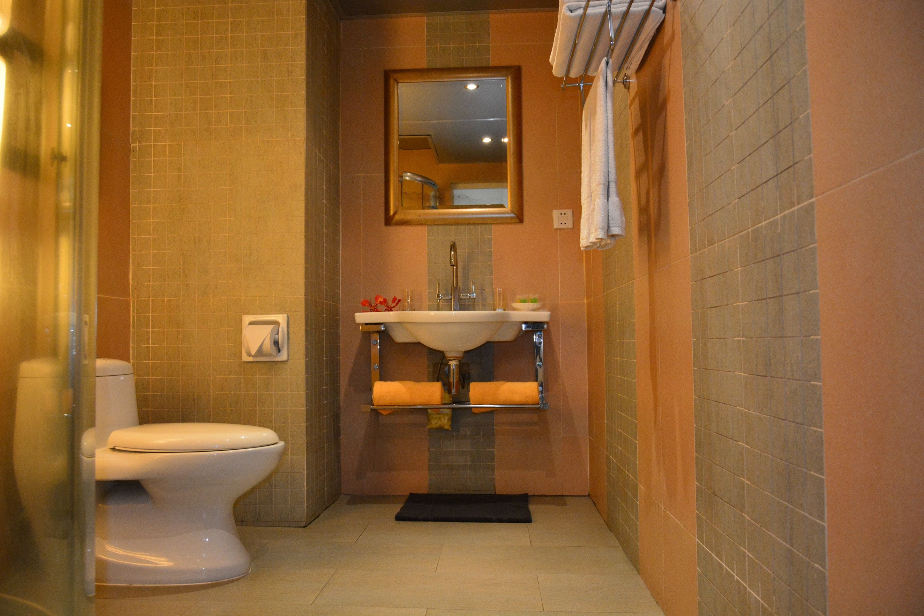 shower, free toiletries, hair dryer, bathrobes