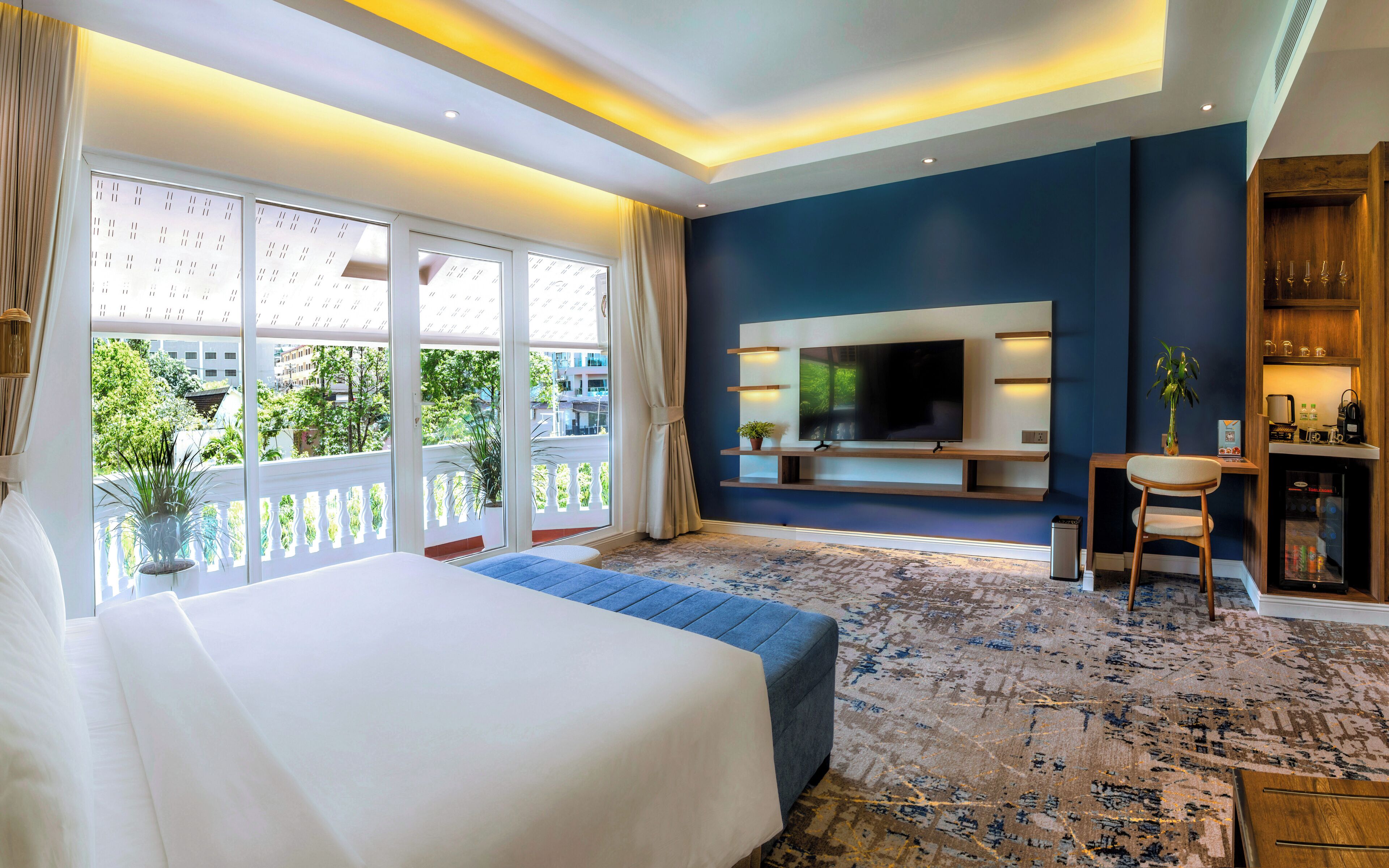 Pillow-top beds, minibar, in-room safe, desk